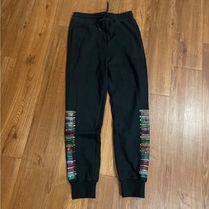 Queen Of Sparkles Black Joggers with Colorful Accents